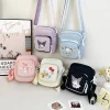 Petit sac carré mignon pour femmes et filles japonaises, sac à bandoulière polyvalent, rangement portable, imprimé de dessin animé, petit sac à dos à une épaule