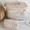 pochette à cosmétiques imprimée florale pour femmes, sac à main de voyage, sac de rangement de maquillage, sac matelassé de grande capacité pour cadeau