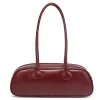 sac à main boston de bowling à bandoulière de créateur de pain français rouge pour femmes, cuir pu, sac à bandoulière élégant de style européen de banlieue