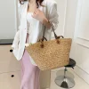 Sac fourre-tout tissé pour femmes, sac à bandoulière de grande capacité, sac à main tissé Simple, pochette fourre-tout Chic Hobo pour fête et vacances
