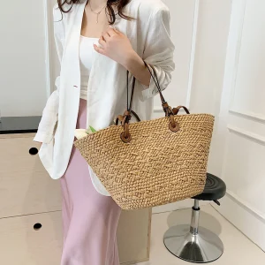 Sac fourre-tout tissé pour femmes, sac à bandoulière de grande capacité, sac à main tissé Simple, pochette fourre-tout Chic Hobo pour fête et vacances