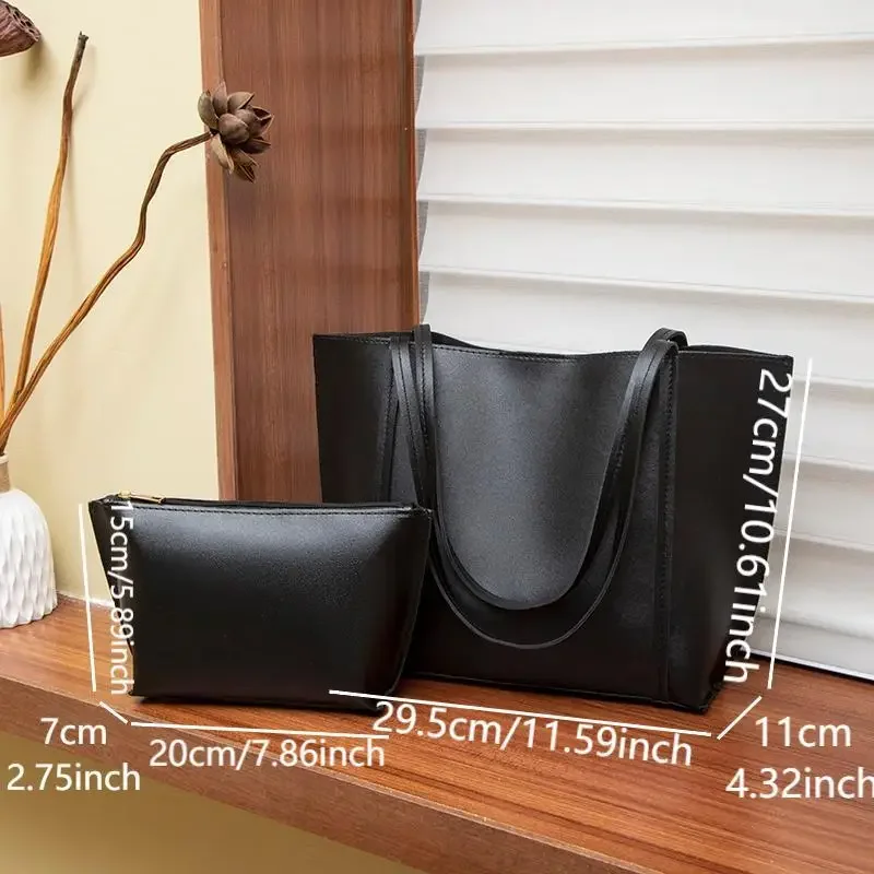 sacs fourre tout simple et grande capacité, sac à bandoulière pour femmes, couleur unie, style minimaliste, fourre tout de voyage léger et