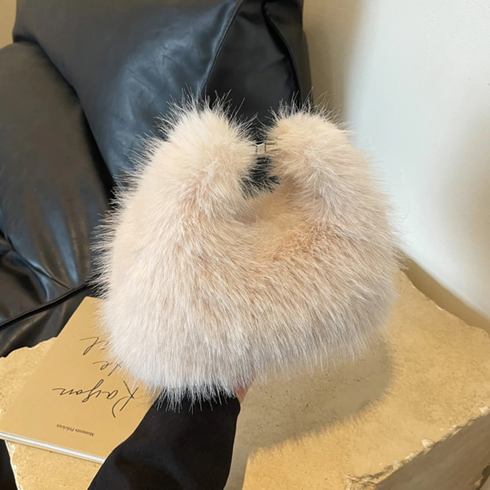 sac à main chic en fausse fourrure pour femme, sacoche à bandoulière en peluche douce, pochette solide pour documents, fourre tout à poignée supérieure, hiver