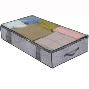 Sac de rangement sous le lit avec housse pouvant être pliée, peut être utilisé pour les vêtements de literie, les jouets avec 4 poignées renforcées