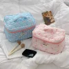 sac à cosmétiques matelassé pour femmes, 3 types, grande capacité, organisateur de voyage, sac de toilette, motif de nœud papillon mignon, sac de rangement à fermeture éclair pour maquillage