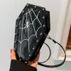 sac à main gothique en forme de cercueil de grande capacité, sangle réglable, toile d'araignée, sac hobo en cuir pu, halloween