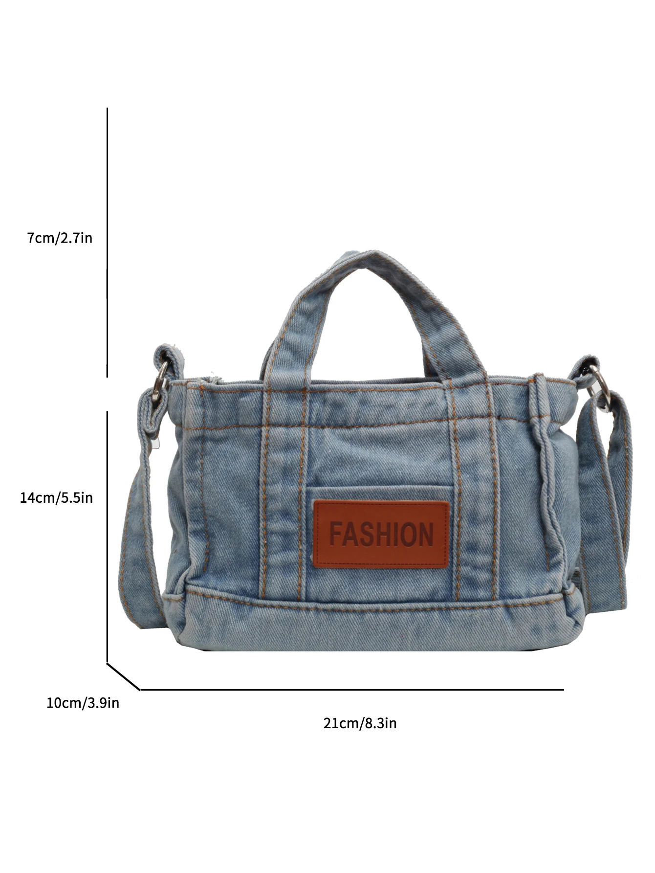 1 sac à main en denim de couleur unie pour femme, sac à bandoulière adapté aux filles, aux dames, aux étudiants, aux reculistes et aux ouvriers à col blanc