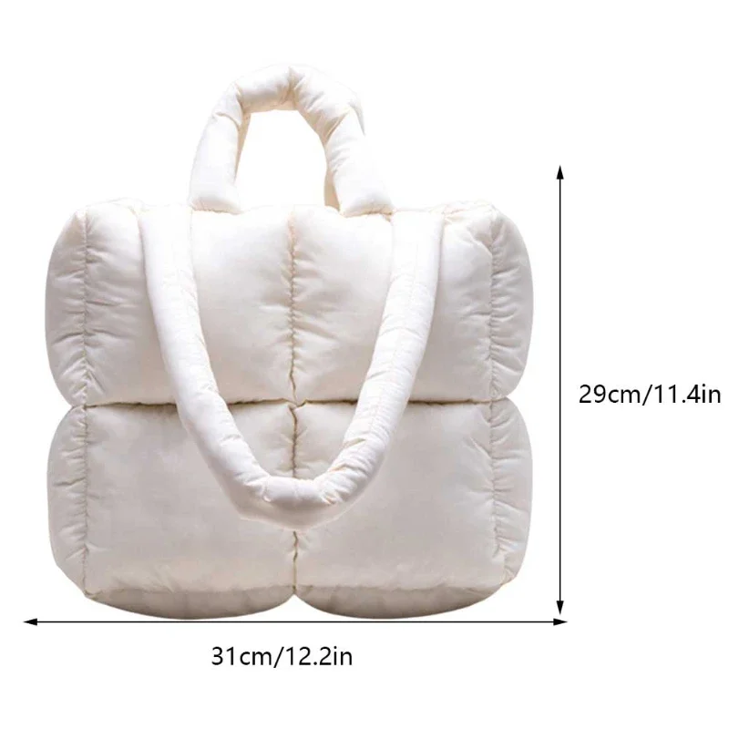 sac à bandoulière bouffant de styliste pour femmes, espace matelassé en coton rembourré avec plumes, sac à main de grande capacité, fourre tout de shopping d'hiver