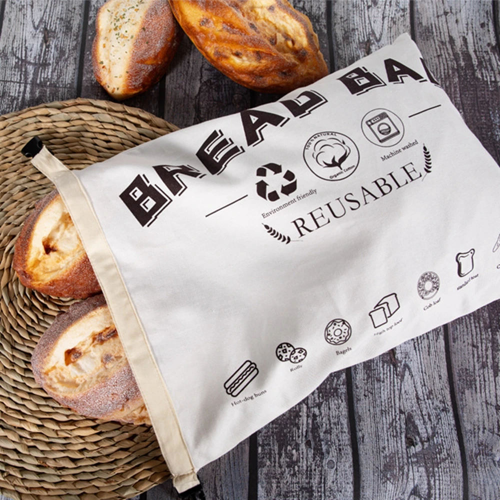 sac à pain biologique réutilisable, pour pain fait maison, cadeau pour donner du pain frais, récipient avec double doublure, grand pain