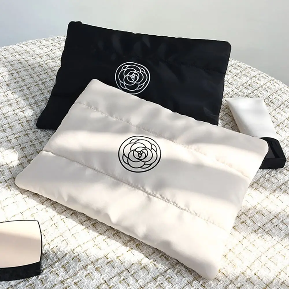 trousse de maquillage florale en coton portable, sac de rangement cosmétique matelassé de grande capacité, trousse de toilette de voyage solide pour documents, nouveau