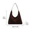sac hobo en daim vintage pour femmes, sac à bandoulière rétro, couleur unie, simple, décontracté, ample, sac de banlieue, automne et hiver