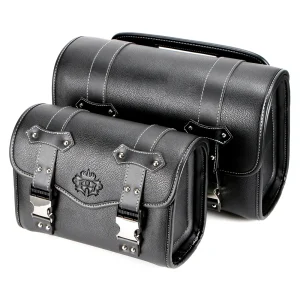 Sacoches de moto universelles, sac de fourche, pochette de bagage en cuir PU, sac à outils latéral, sac de selle pour Honda pour Bmw pour Suzuki Sacoches de moto universelles, sac de fourche, pochette de bagage en cuir PU, sac à outils latéral, sac de selle pour Honda pour Bmw pour Suzuki