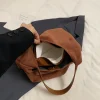 sac à bandoulière en daim pour femmes, rétro, simple, grande capacité, tendance, travail hobo, couleur unie, vintage, sac à poignée supérieure
