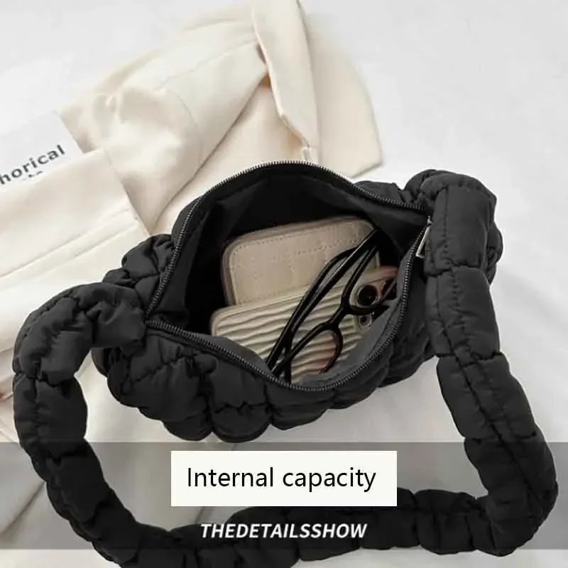 sacs à bandoulière plissés matelassés pour femmes sac rembourré sacs à main en nylon sac à main seau bulles de nuage hobo puffer sac fourre tout en nylon bolsas