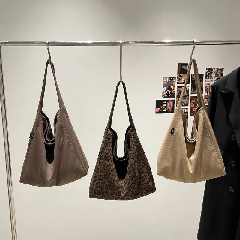 sac à bandoulière vintage élégant et décontracté pour femmes, imprimé léopard/couleur unie, sac hobo de grande capacité pour sorties, voyage, école