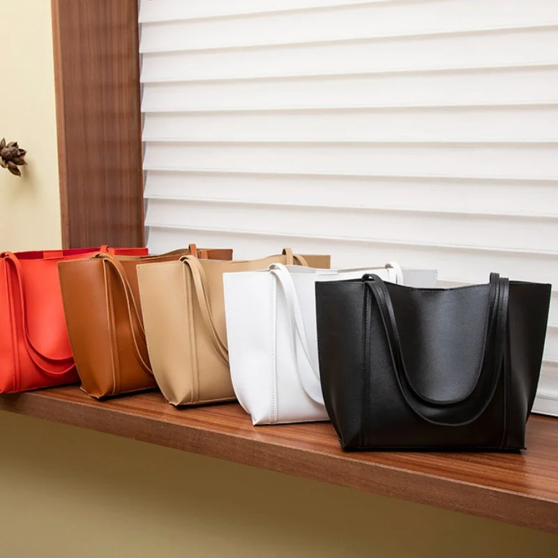 sacs fourre tout simple et grande capacité, sac à bandoulière pour femmes, couleur unie, style minimaliste, fourre tout de voyage léger et