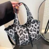 sac à poignée supérieure pour femmes, sac hobo imprimé léopard, sacoche tendance en cuir pu pour le travail, les voyages et les achats