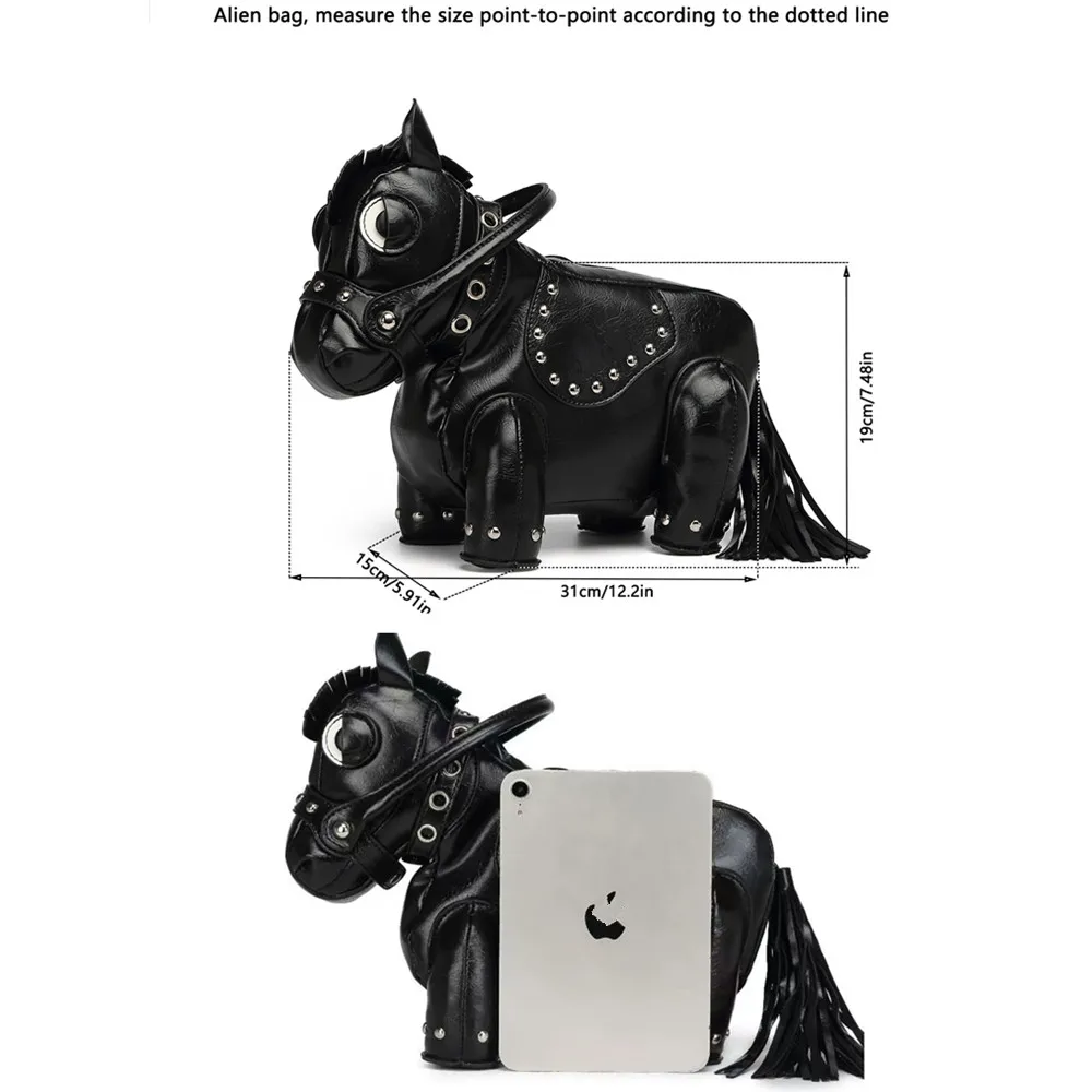 sac à bandoulière design de marque de mode, sac à main mignon et novateur, sac à bandoulière créatif en forme de cheval pour femmes