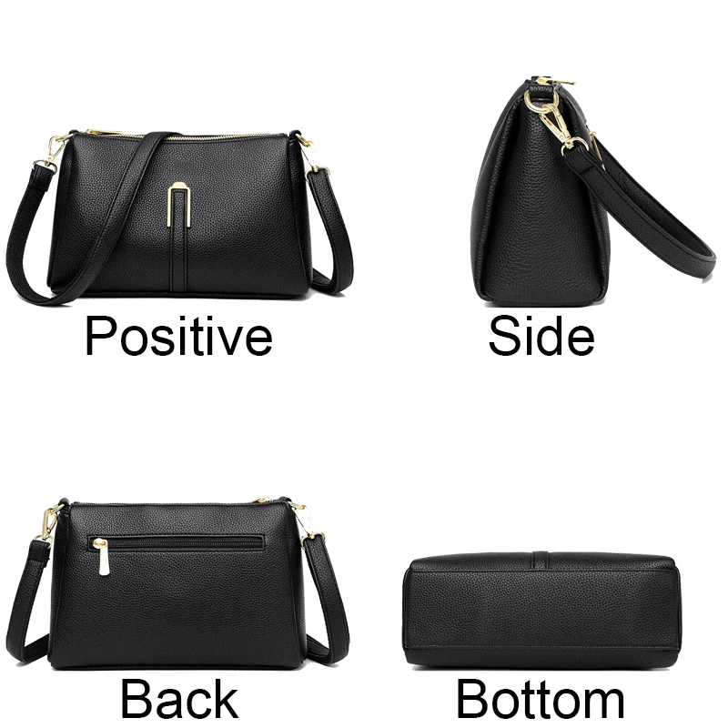 sacs à main de luxe en cuir souple pour femme, sacoche de styliste à bandoulière de grande capacité, marque à la mode