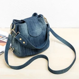 Sac en denim décontracté pour femme, sac à bandoulière initié, sac à main pour femme, plusieurs poches, design de luxe, grand fourre-tout bleu, E27