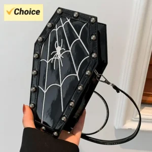Femmes cercueil sacoche sac à main dessin animé gothique sac à bandoulière sangle réglable sac de téléphone portable sac cartable décontracté Halloween sac de bonbons