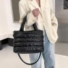 sac fourre tout matelassé de grande capacité pour femme, fermeture éclair lisse, sangles réglables, oreiller paresseux, sac initié, sac à main d'hiver