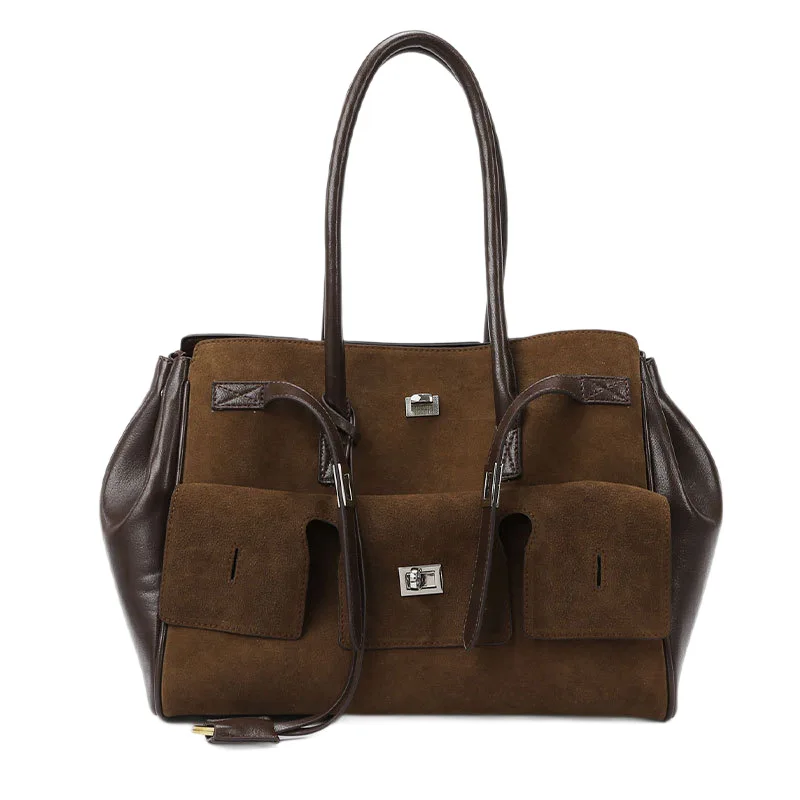 sac fourre tout en cuir mat pour femmes, marque b, même style, automne/hiver, sac de banlieue haut de gamme, grande capacité, fourre tout à bandoulière simple