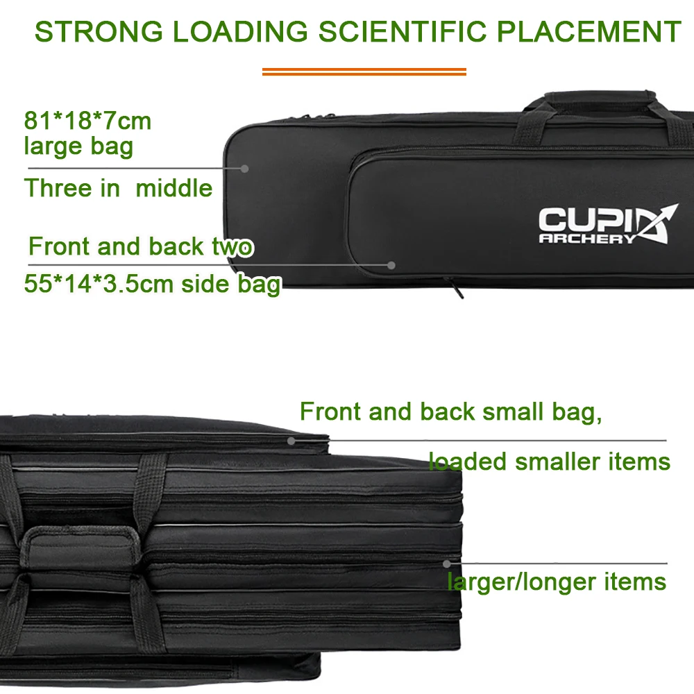 sac à bandoulière rembourré en tissu oxford, grande capacité de 85cm, étui à nœud cp fendu, carquois classique américain, sac à nœud de sortie