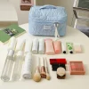 trousse de maquillage en coton matelassé pour femmes, trousse de voyage pour cosmétiques, sac de luxe pour femmes, sac de rouge à lèvres, trousse de toilette portable pour rangement de cosmétiques