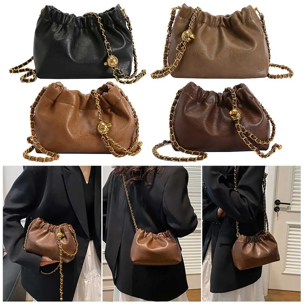 femmes chaîne sac à bandoulière en cuir pu bandoulière fourre tout sac de messager décontracté sacoche sac à bandoulière fille élégant sac à main