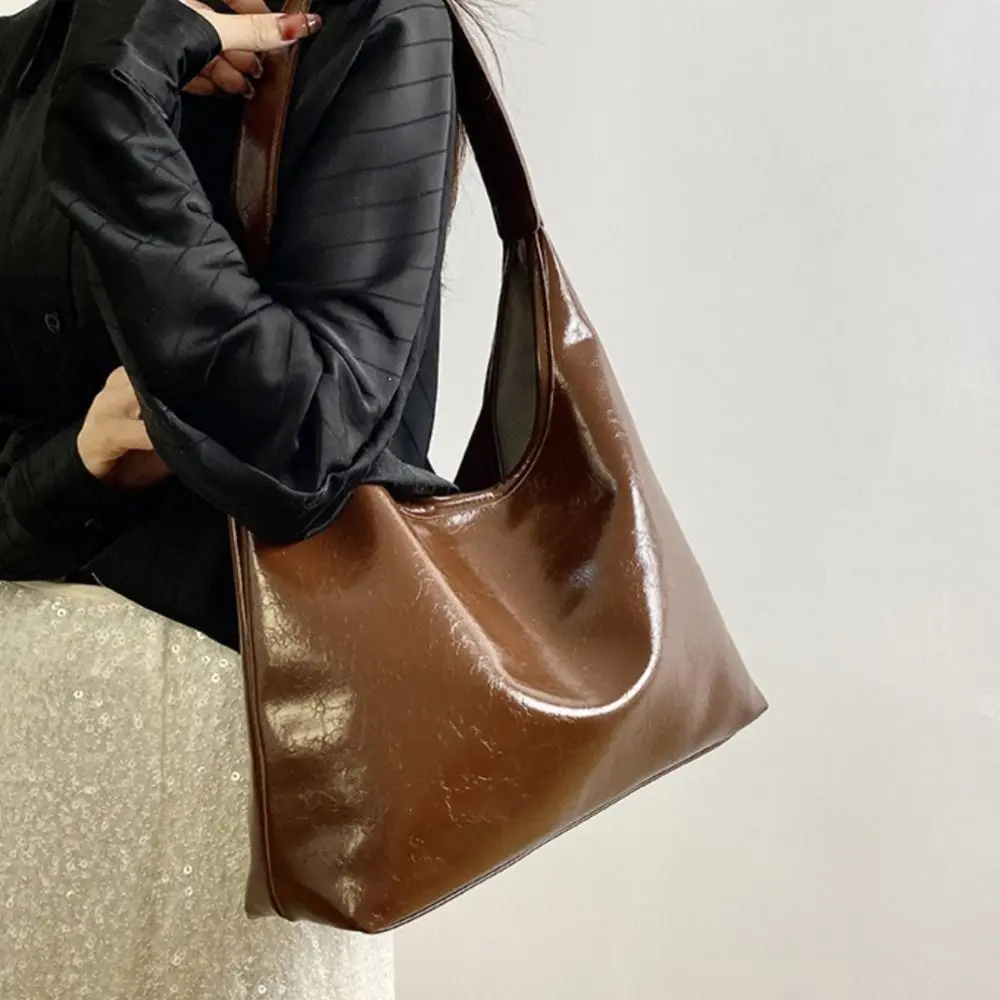 sac hobo rouge vin décontracté, sac sous les bras vintage de style coréen, fourre tout à bandoulière simple de grande capacité pour l'extérieur