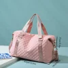 sac de week end matelassé pour femme, sac polochon de voyage, sac à main de nuit, sac fourre tout de gym avec poche arrière, sac de voyage de grande capacité
