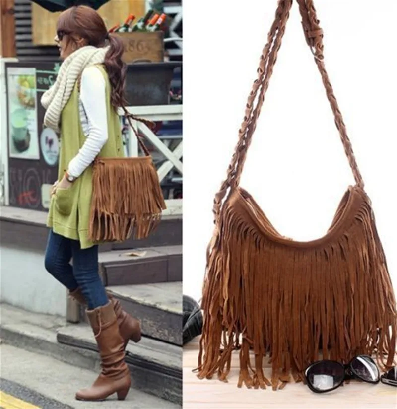 sac à pompon en daim pour femme, cartable Élégant et magnifique, à la mode