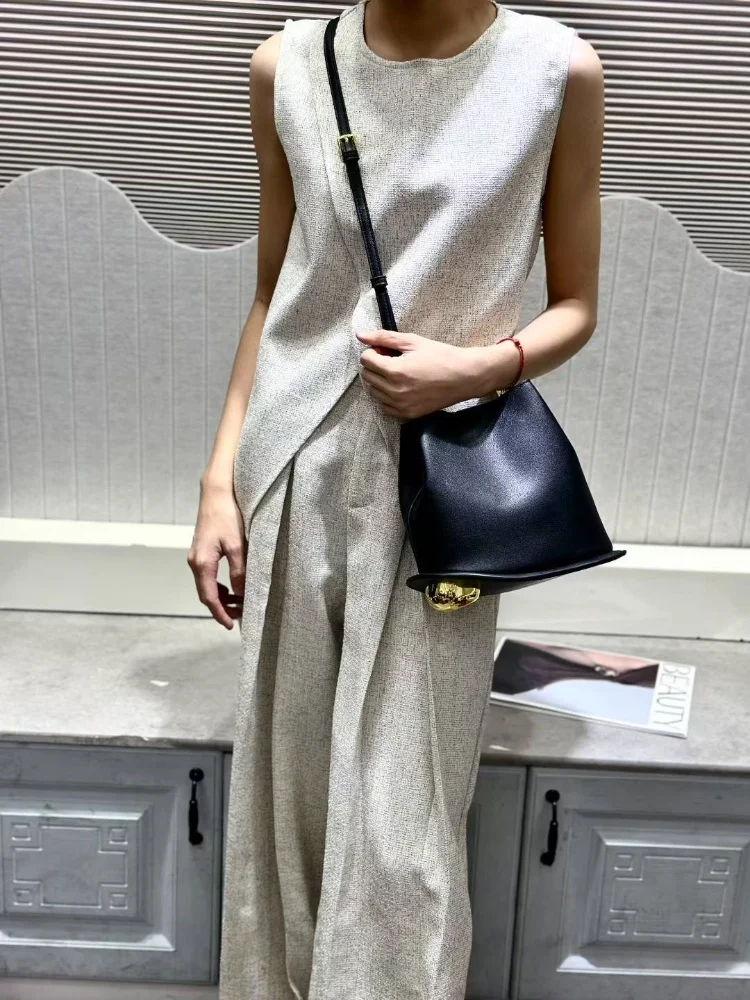 sac fourre tout seau irrégulier élégant pour femmes, poignée en métal haut de gamme, sacs à bandoulière en cuir pu, pochette de mariage