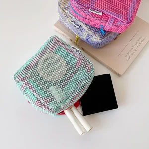 Sac cosmétique carré en maille, sac de rangement cosmétique carré Portable avec fermeture éclair, sac de rangement polyvalent pour articles divers Sac cosmétique carré en maille, sac de rangement cosmétique carré Portable avec fermeture éclair, sac de rangement polyvalent pour articles divers