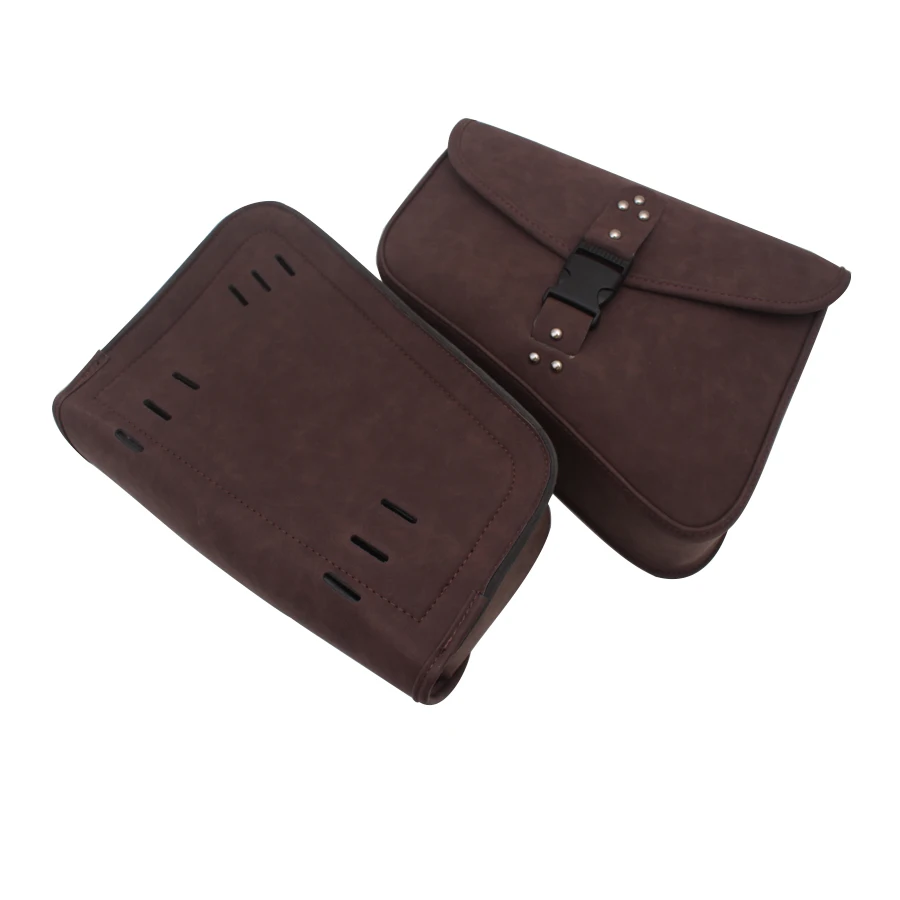 sac de selle en cuir marron pour moto, sac à outils latéral pour bagages, universak adapté pour honda yamaha suzuki harley sportster xl 883 xl1200