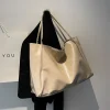 sac fourre tout en cuir pu souple pour femmes, pochette sous les bras de grande capacité, sac à bandoulière rétro décontracté, sacs seau portables