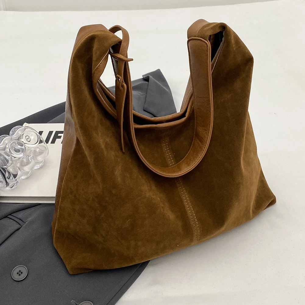 sac à main vintage pour femmes, sac à bandoulière, couleur unie, grande capacité, sacs de shopping, fourre tout pour dames, automne hiver