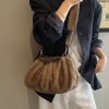 sacs hobo en peluche douce pour femmes, sac à main de styliste en fausse fourrure moelleuse, pochette de luxe, sac à bandoulière à coque d'hiver