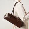 2025 nouveau sac à bandoulière en cuir véritable pour femmes grande capacité peau de vache sac à main de luxe longue bande vin rouge baguette sac femme