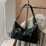 Sac à Bandoulière en Cuir PU pour Femme, Sangle Réglable avec Poche Intérieure, Sacoche pour le Travail et les Voyages
