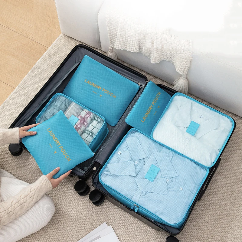 Ensemble de 6 sacs de rangement d’accessoires de valise de voyage pour vêtements, chaussures et cosmétiques Ensemble de 6 sacs de rangement d’accessoires de valise de voyage pour vêtements, chaussures et cosmétiques