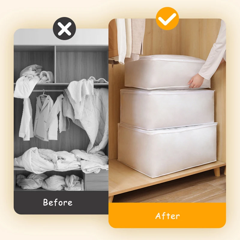 sac de rangement sous le lit, sac de couette pliable, boîte de rangement de vêtements de garde robe, organisateur anti poussière, sac de rangement de couette de grande capacité