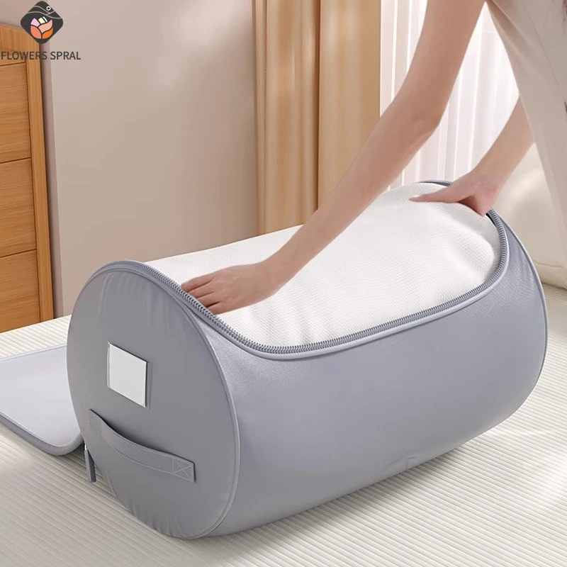 Nouveau sac de rangement anti-poussière pour couette cylindrique, grande capacité, pliable, organisateur pour ranger les vêtements, les couettes et autres articles Nouveau sac de rangement anti-poussière pour couette cylindrique, grande capacité, pliable, organisateur pour ranger les vêtements, les couettes et autres articles
