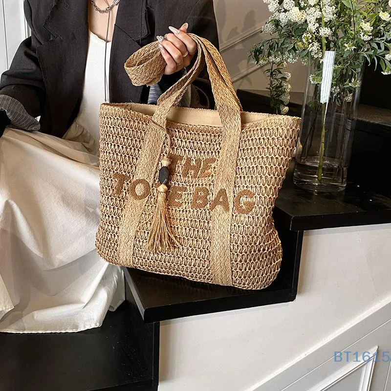 Fourre-tout à la mode de grande capacité, sac à bandoulière tissé de Style français rétro, parfait pour les vacances ou les cadeaux de plage d’été pour dames Fourre-tout à la mode de grande capacité, sac à bandoulière tissé de Style français rétro, parfait pour les vacances ou les cadeaux de plage d’été pour dames