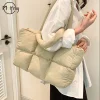 sac à carreaux matelassé pour femmes, fourre tout rétro tendance, sac à bandoulière étanche à carreaux, couleur unie, sacs doux d'hiver de grande capacité