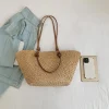 sac fourre tout tissé pour femmes, sac à bandoulière de grande capacité, sac à main tissé simple, pochette fourre tout, sac hobo chic pour voyage en plein air
