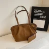 Sac à Main Hobos de Luxe en Faux Daim pour Femme, Accessoire Solide, de Haute Qualité, Simple et Polyvalent, à la Mode, Nouveau Style, Tendance, 2024