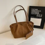 Sac à Main Hobos de Luxe en Faux Daim pour Femme, Accessoire Solide, de Haute Qualité, Simple et Polyvalent, à la Mode, Nouveau Style, Tendance, 2024