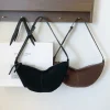 sac à bandoulière en forme de croissant pour hommes et femmes, sac à bandoulière à sangle réglable, sac à bandoulière hobo multi poches en daim, sac à boulettes solide pour le travail et les voyages